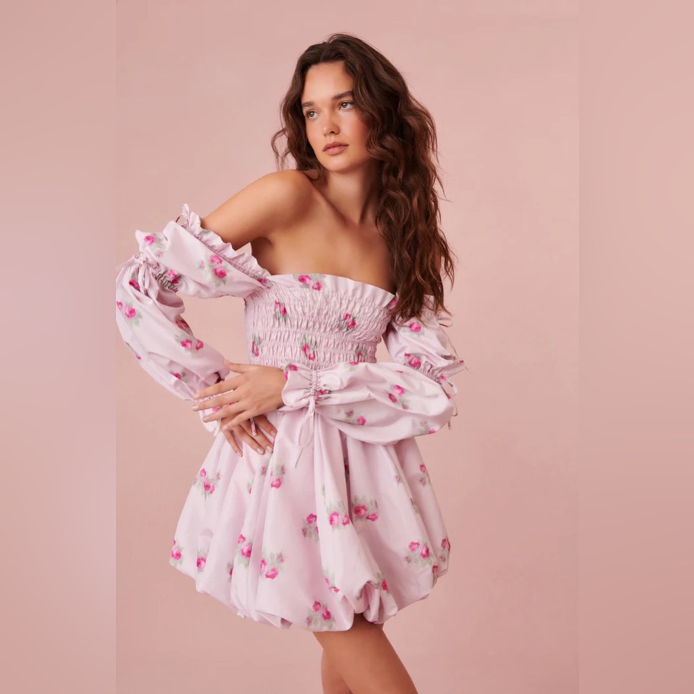 Love Shack Fancy Janey Dress in Berry Moment